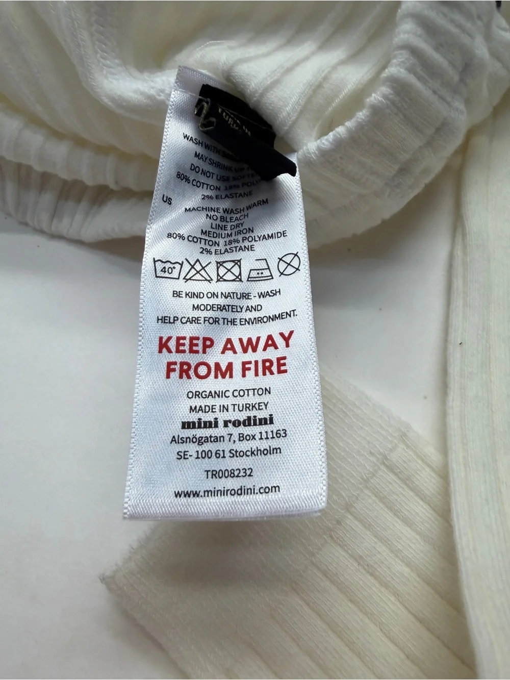 Mini Rodini White Ribbed Footless Tights with Panda Patch